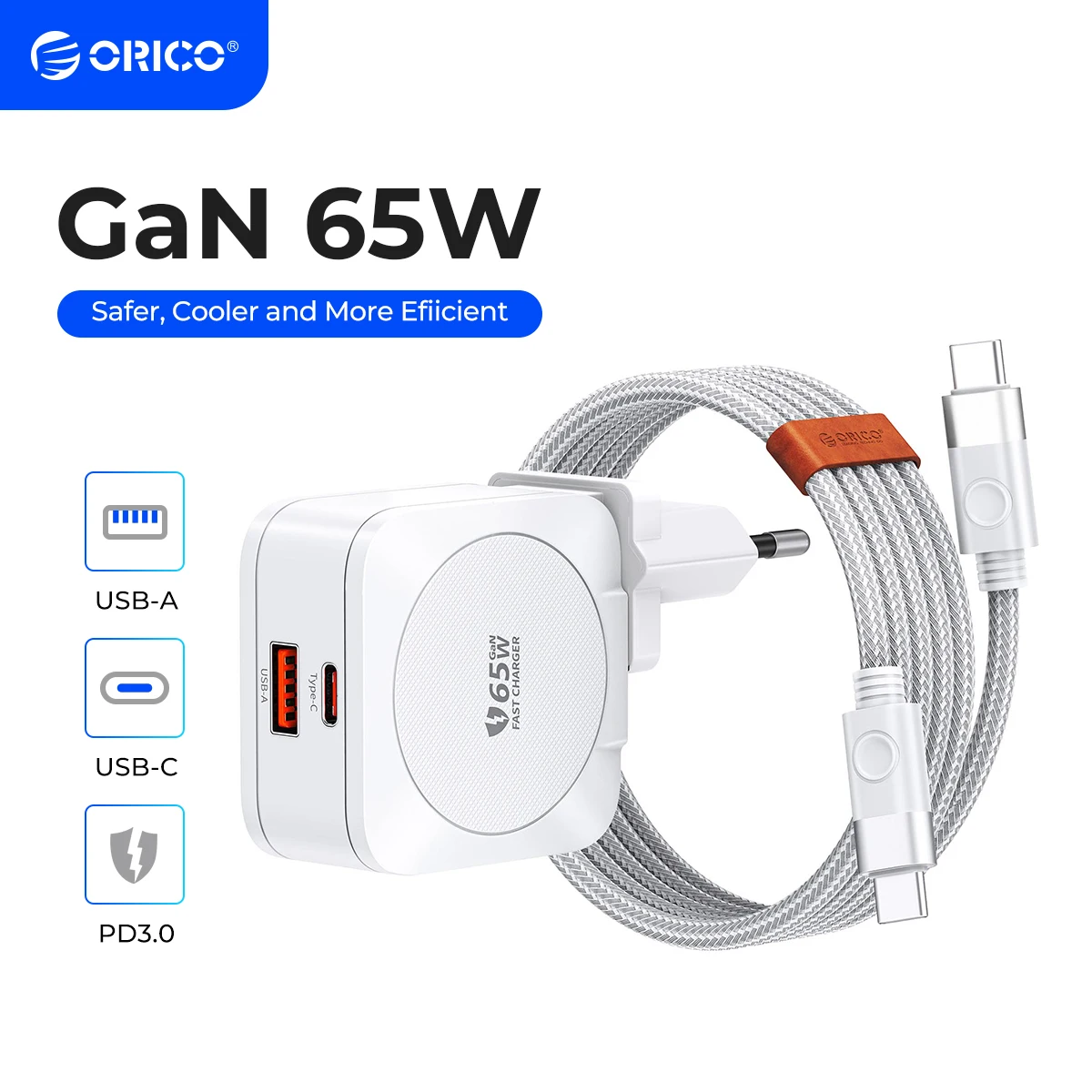 

ORICO 65W GaN Charger Fast Charging USB PD Charger Cell Phone Charger Fast Charging Charger Type C for iphone 15/14
