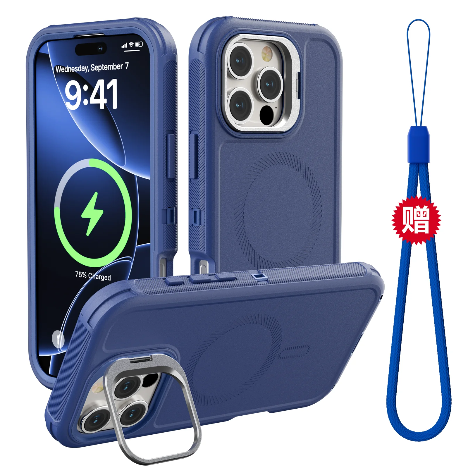 3-in-1 Military-Grade Magnetic Shockproof Case with MagSafe Compatibility