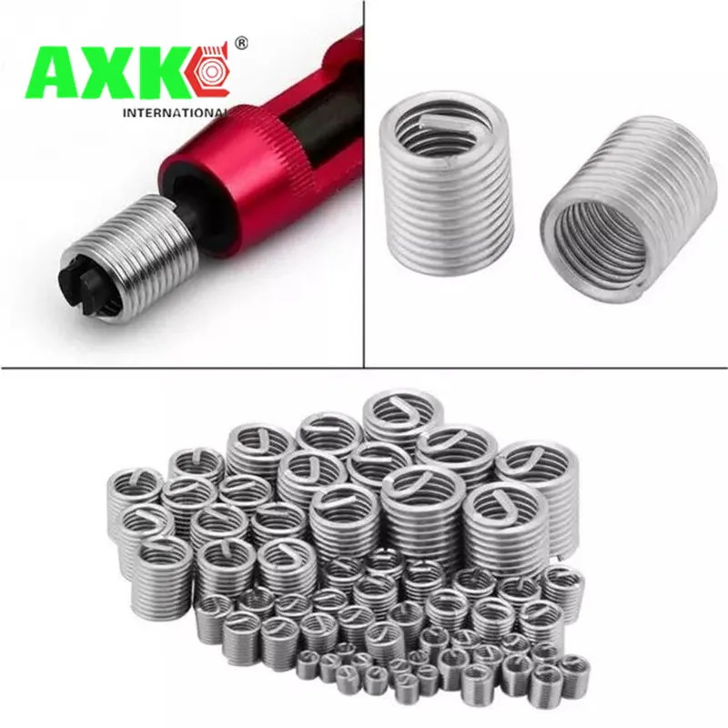 AXK 50 piezas M8 * 1,25 * 2D m8 inserto de rosca de alambre de acero inoxidable m8 buje de tornillo, manguito de tornillo de alambre, reparación de rosca