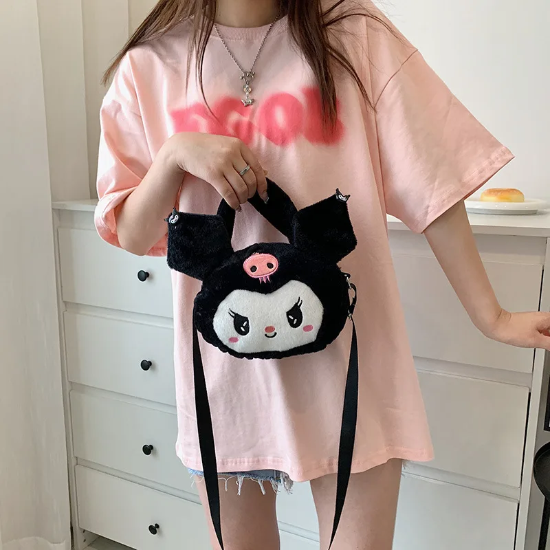 

Sanrio Mymelody Kuromi Cinnamoroll Симпатичный Кролик плюшевая сумка через плечо Плюшевая Кукла сумка-мессенджер сетка знаменитости подарок на день рожде...