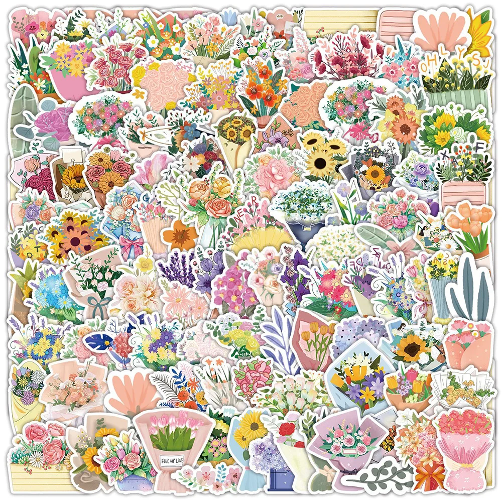 10/30/50/100pcs Cute Cartoon Flower Aesthetic Stickers Decal Scrapbook Laptop Phone Diary Decoration Sticker Kids Classic Toys 6pcs lot vintage dried flower pet sticker decorative diary craft scrapbook planner journal aesthetic stationery