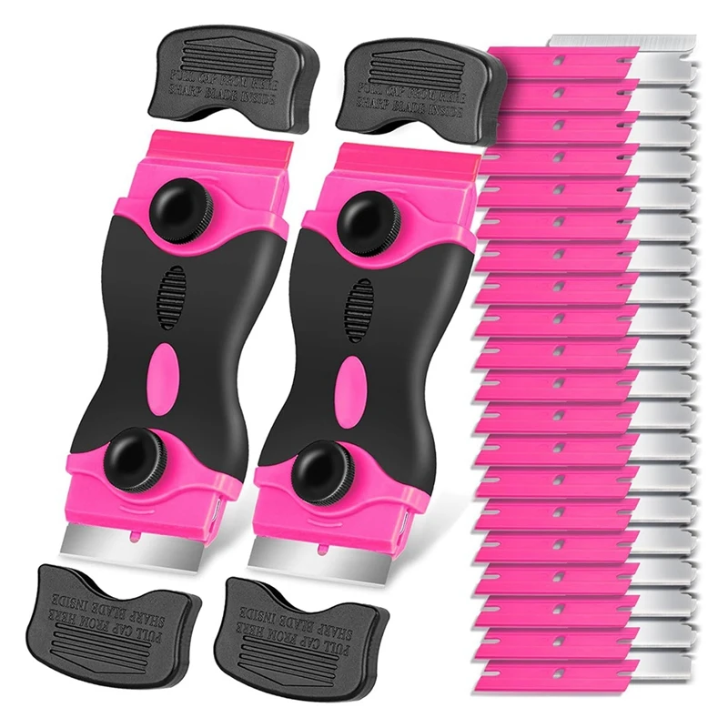 Razor-Blade Scraper Tool Kit-2Pack Razor-Scrapers & 40Pcs Extra Blades, Plastic Paint Scraper Tool, Razor-Scraper Tool