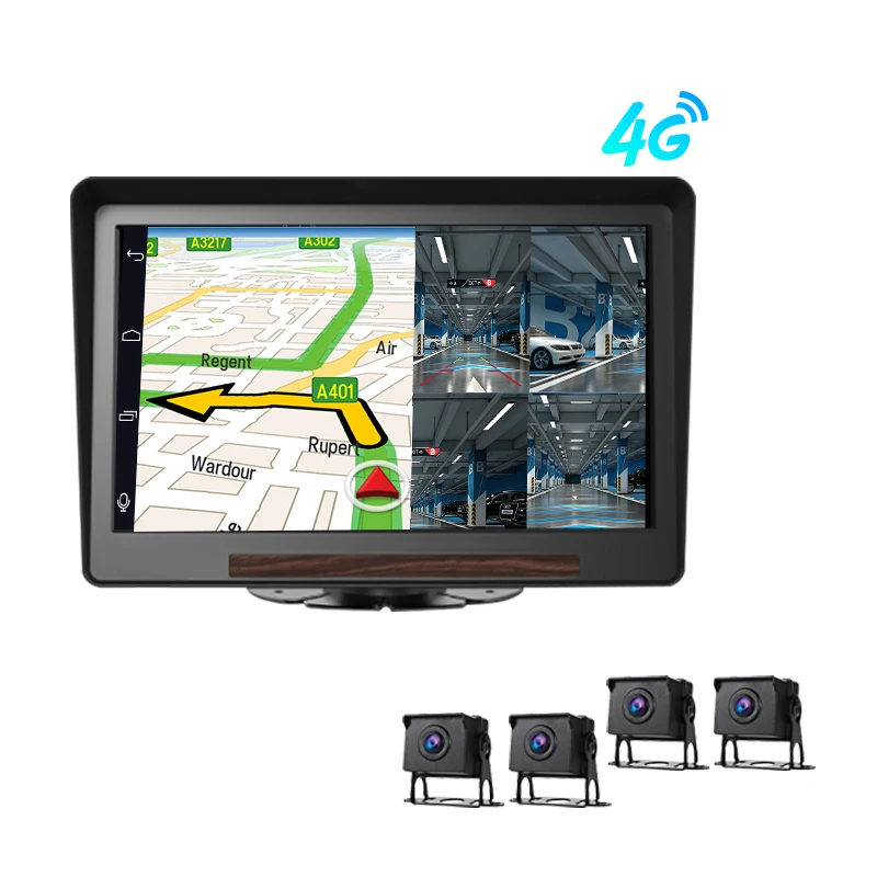 

2021 new 4g zimtop 10inch 360 school bus truck camera reverse aid 4ch dvr security system gsm gps alert
