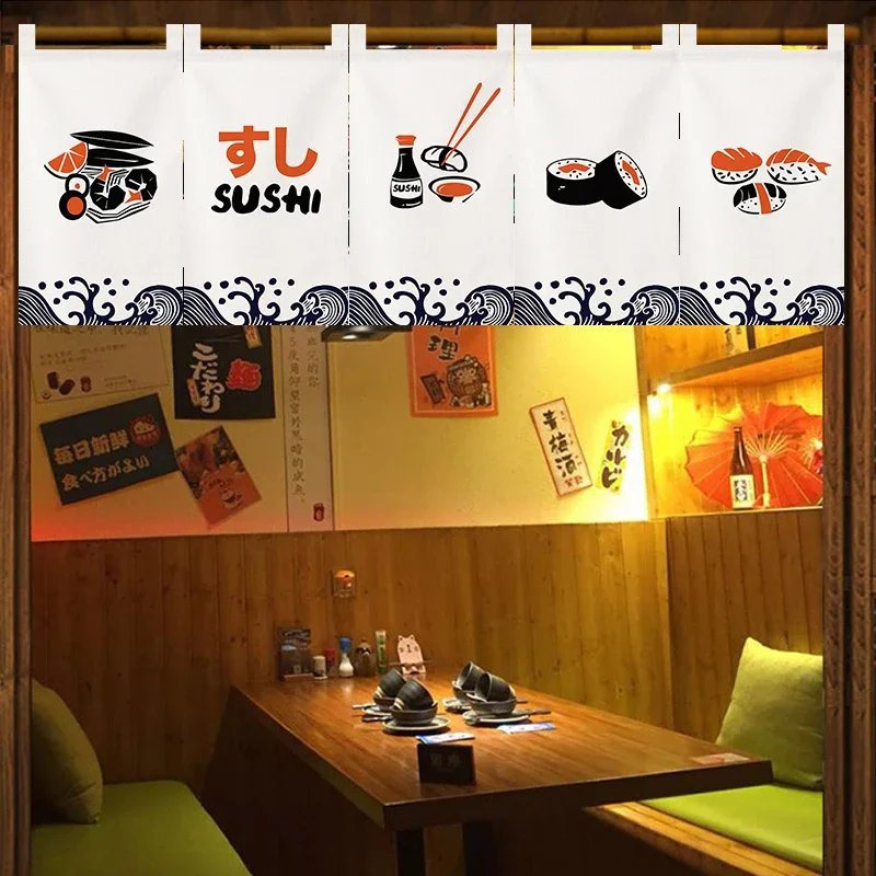 Adversing Flag Sushi Shop Doorway Short Curtain Hanging Japanese Door Curtains Izakaya Resturant Enterance Noren Bistro Decor