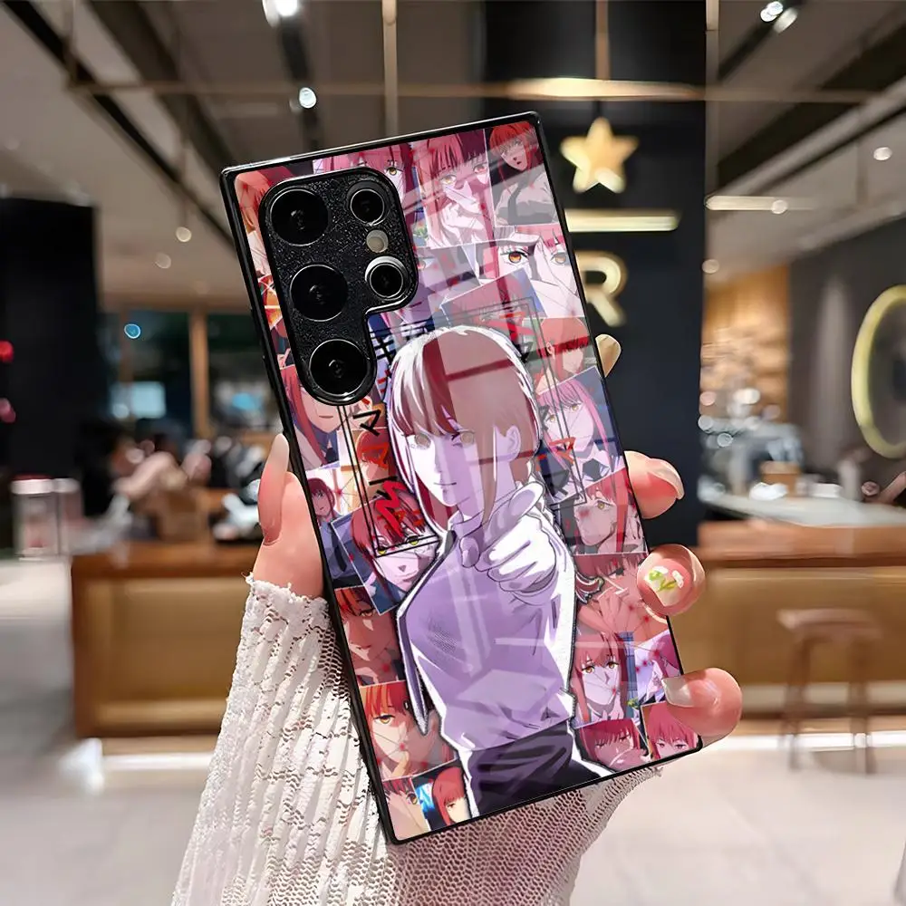 Cool M-Makima Chainsaw Man Glass Phone Case