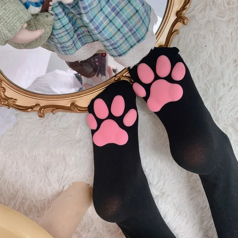 Cat Meat Cushion Kawaii Girls Knee High Socks 3D Cat Claw Cat's