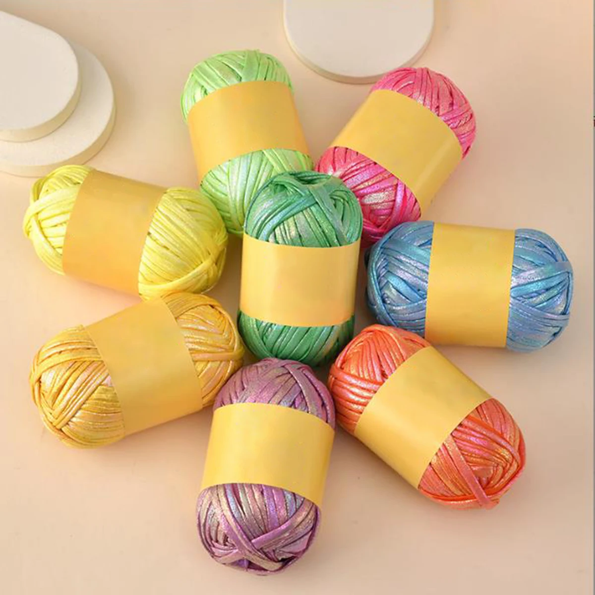 100g Imitation Leather Shiny Crochet Yarn DIY Hand Knitting Yarn Ball For Bag Blanket Cushion Knitting Crochet Yarn 4