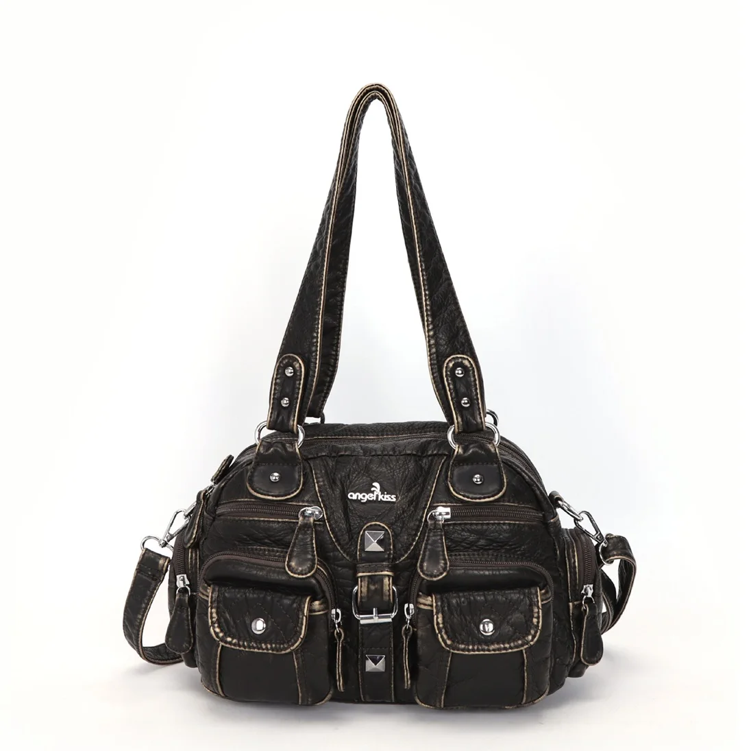 Cor bloqueado do couro da bolsa feminina