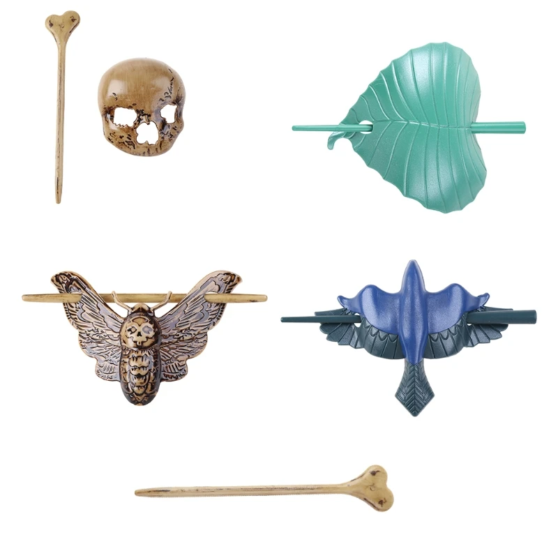 

Хэллоуин Ужас Смерть Мотылек Череп Ретро Волосы Палка Вилка Держатель Булочки для Креативных Шпильки Скольжения с Искусственной