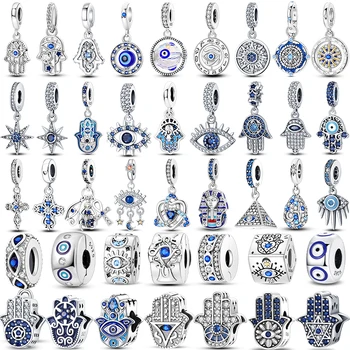Hot Sales 925 Sterling Silver Charms Beads Devil's Eye Fatima's Hand Cross Beads Fit Original Bracelet Women DIY Jewelry Gifts