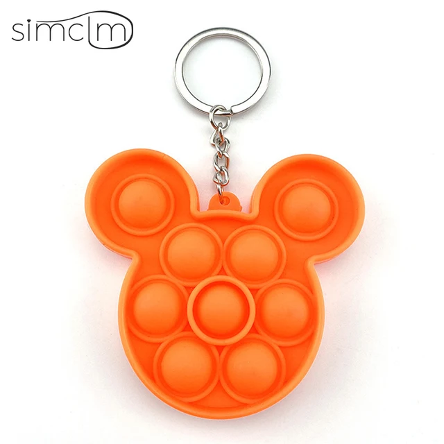 Mini Anime Push Keychain for Children Adult Sensory Trinkets Pop Bubble Among Us Key Ring Educational Cute Toy Anti-stress Funny F