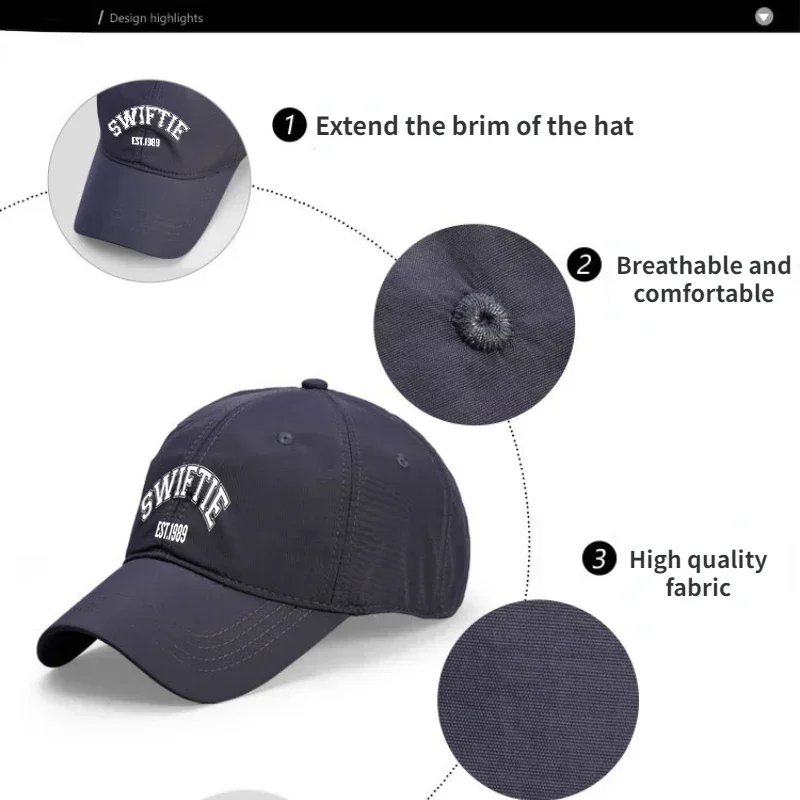2024  Print Big Size 67cm Summer Men's Sports Running Baseball Cap Men's Quick Drying Women's Solid Color Baseball Cap 5