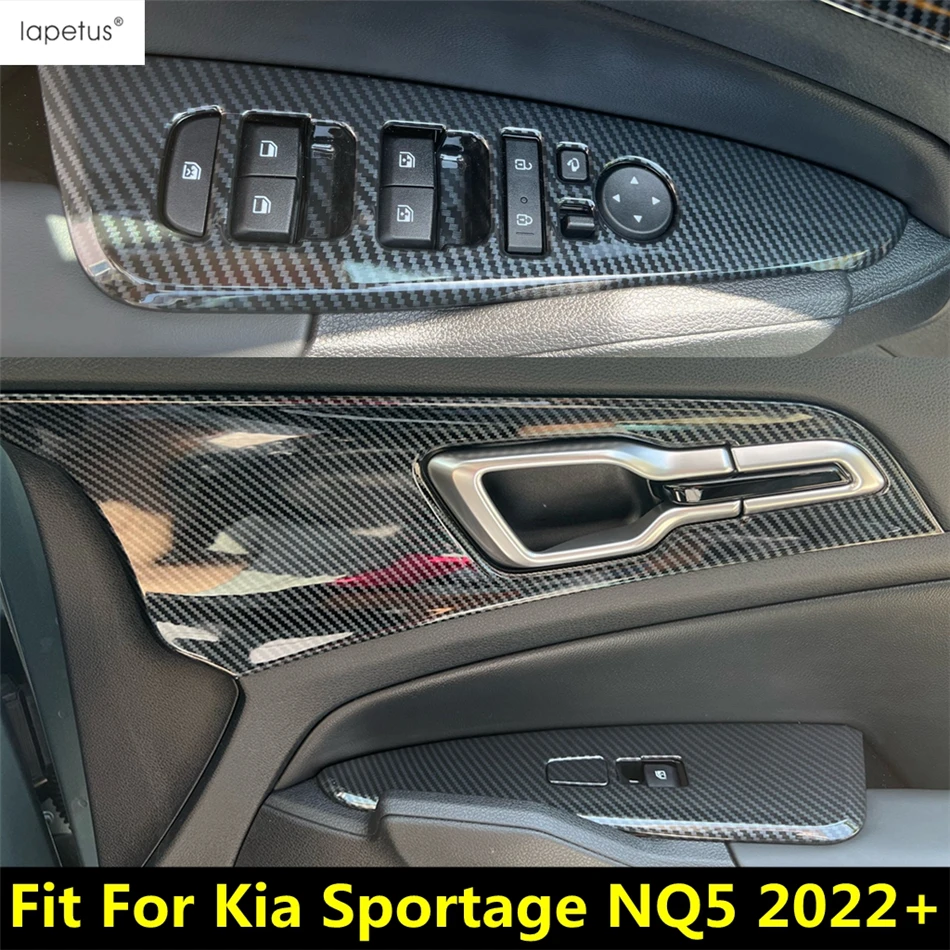 

Car Door Armrest Window Lift Button Panel / Handle Bowl Frame Cover Trim For Kia Sportage NQ5 2022 2023 Carbon Fiber Accessories