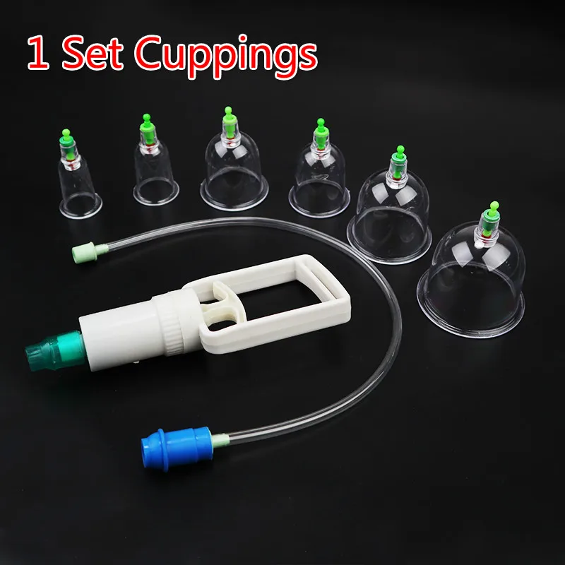 6PcsVacuumCuppingSetswithPumpingGunSuctionCupsBackMassageBodyCupDetoxAnti