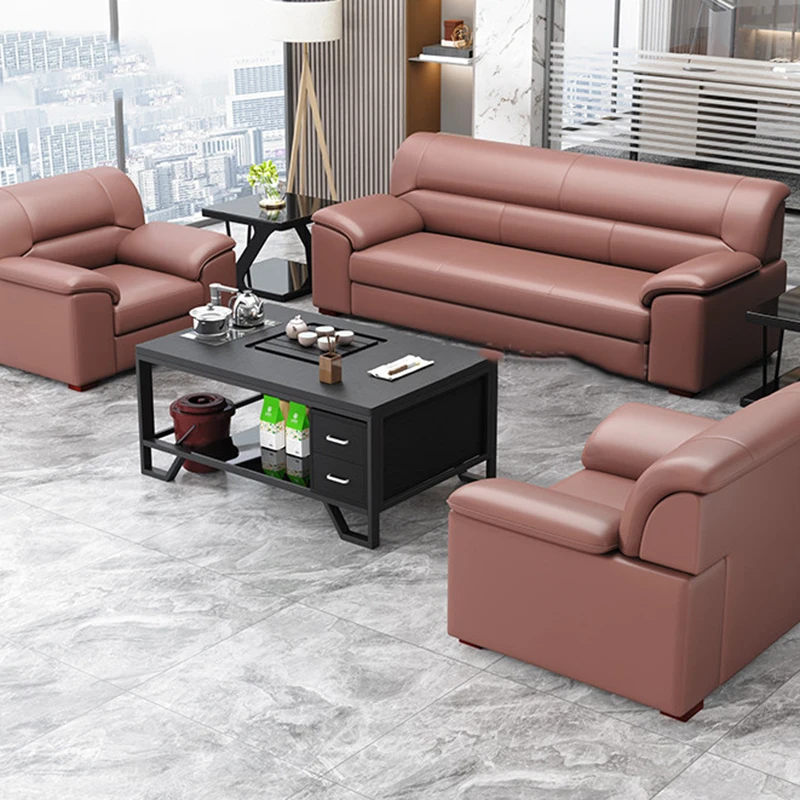 Meeting Guests Office Sofa Reception Commerce Three Person Seat Couches Leather Art Sofa Moderno Lujo Recliner Furniture