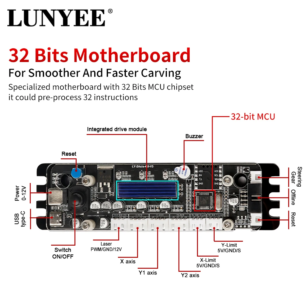 цена GRBL1.1 32-bit Type-C Control Board For Laser Engraving Machine Two Axis Integrated Driver, Offline Controller For Laser Engrave