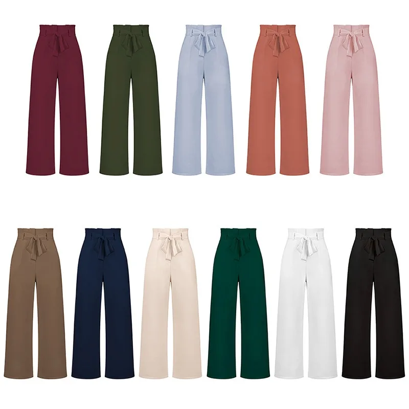 European and American Style Workplace Women's Trousers Casual Wide-leg Trousers with Belt Temperament Commuting Trousers Summer