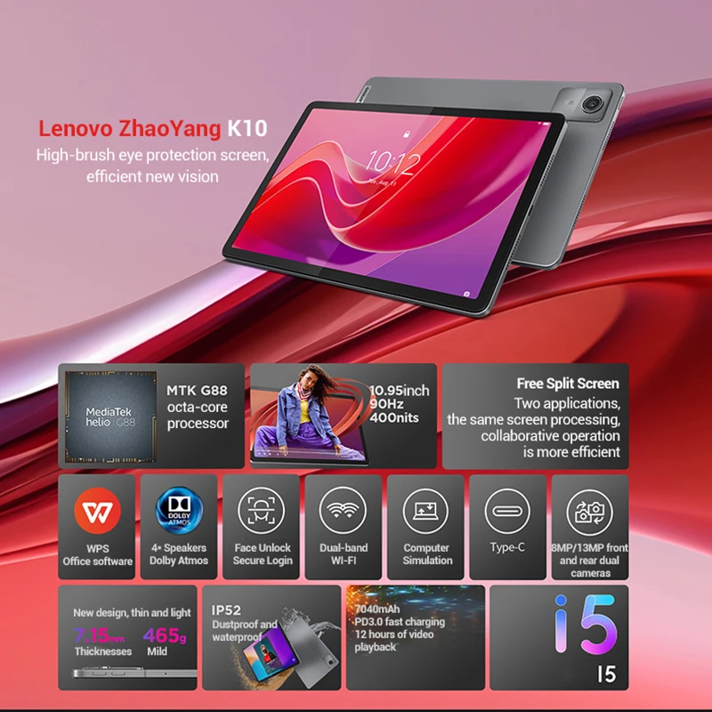 Lenovo Zhaoyang K10 / M11 Tablets TB330FU WIFI Tab 8GB 128GB 10.95" Tablet PC MTK Helio G88 Pads Global Rom OTA Multi-language 2