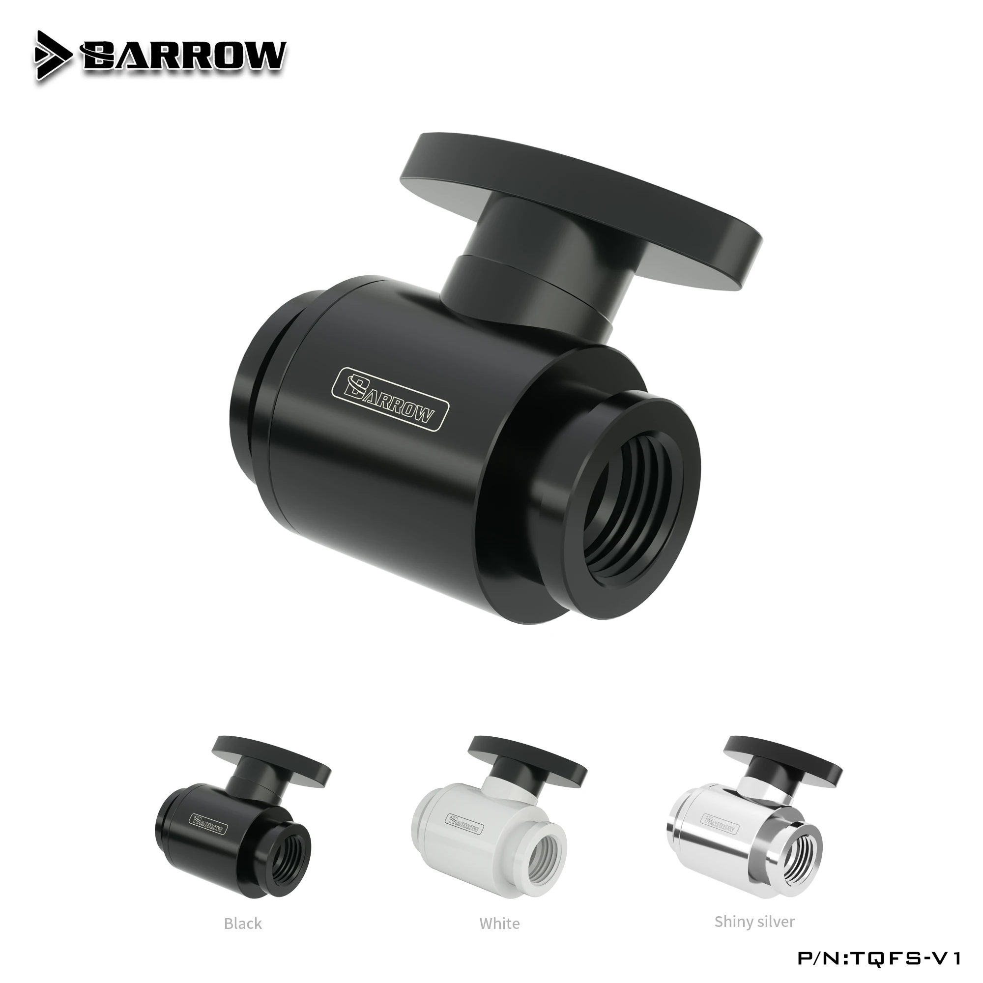 

Barrow TQFS-V1 Black/Silver/White G1/4 MINI Handle Double Internal Sealing Ball Valve,Plastic Handle,Brass Body