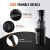 VEVOR Masticating Juicer Cold Press Juicer Machine 2.6" Large Feed Chute Slow Juicer Juice Extractor Maker with High Juice Yield 6