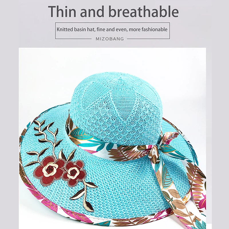 Simple Foldable Wide Brim Floppy Girls Straw Hat Sun Hat Beach Women Summer UV Protect Travel Cap Lady Cap Female Beach Hats
