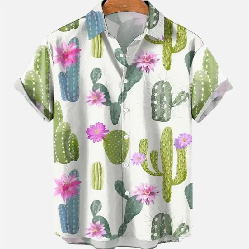 Men's Summer Cartoon Fashion Vacation Printing Original Medieval Floral Casual Short Sleeve Shirt Dazn Luxury Elegant Clothing
