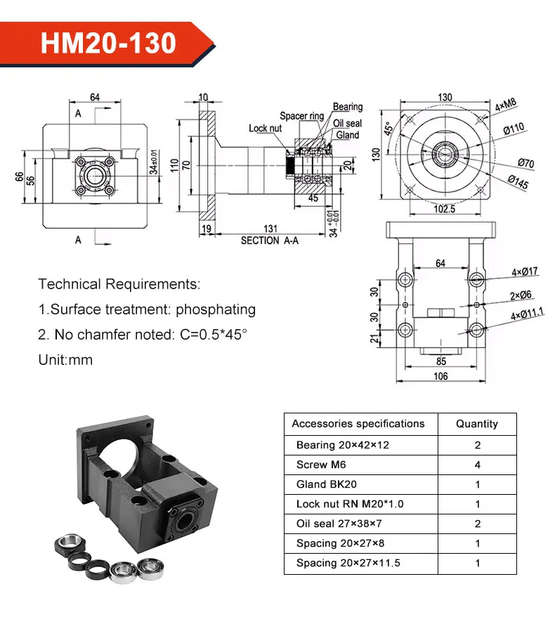 HM Stepper Servo Motor Base Feste Basis Kugelumlaufspindel Motor Integrierte Basis 12-57 12-60 15-57 15-60 15-80 15-86 – Detail 19