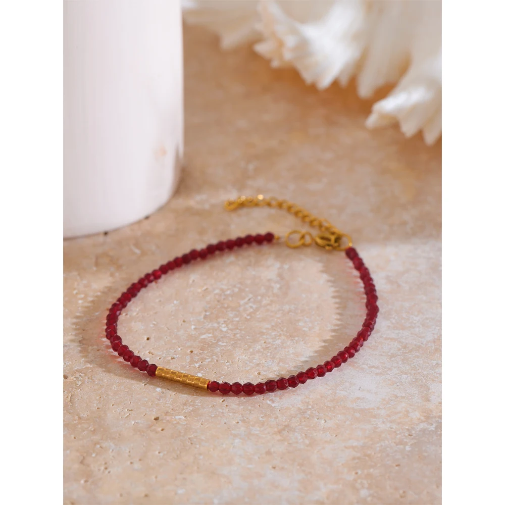 Yhpup Ankela Red Crystal Thin Bracelet