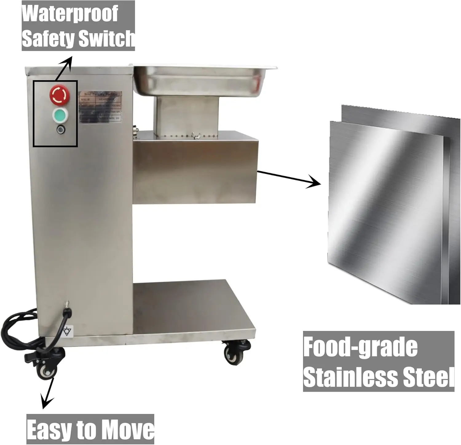 Haywhnkn 3Mm Meat Cutting Machine Meat Cutter Machine Qe Meat Slicer Commercial For Meat Slice/Shredded Meat Stainless Steel 5