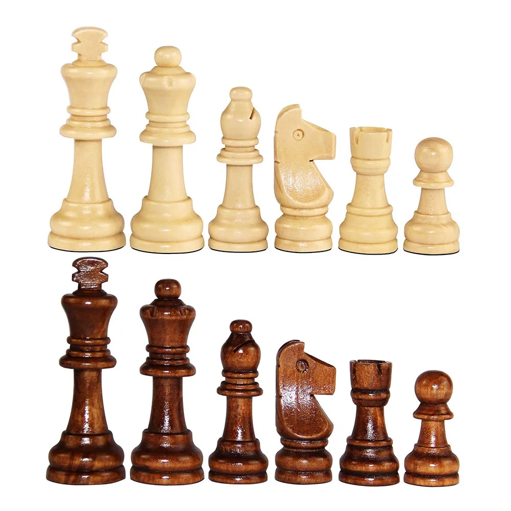 32 Pieces Wooden Chess Pieces Portable Board Game 2.2inch King Chessmen Pawn Figurine Entertainment International Word Kids Gift