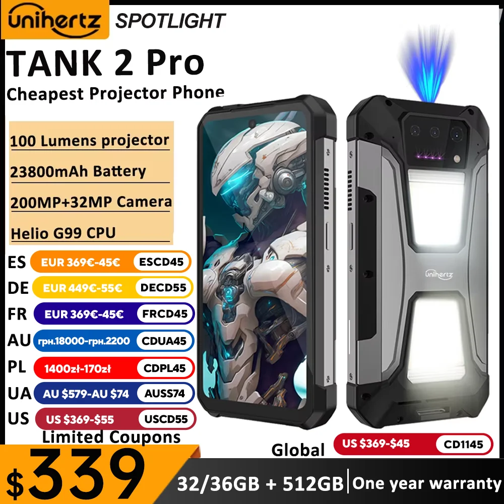 最終値下げ TANK 2 プロジェクター内蔵スマホ 最終値下げ TANK 2 プロジェクター内蔵スマホ Unihertz Tank 2【開封