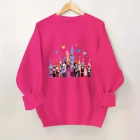 Cutecartoon Colorful Castle Round Neck Fashionable Sweatshirt Crew Neck Hoodies Sweatshirts For Big Size Men Women