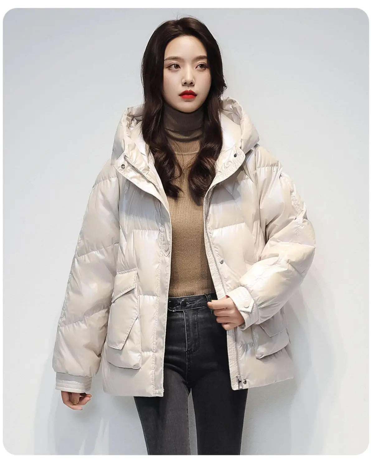 Short Down cotton Jacket For women's Winter 2026 New Glossy Fashion Loose Thick Coat Female Casual Cotton Hooded Parka Jackets
