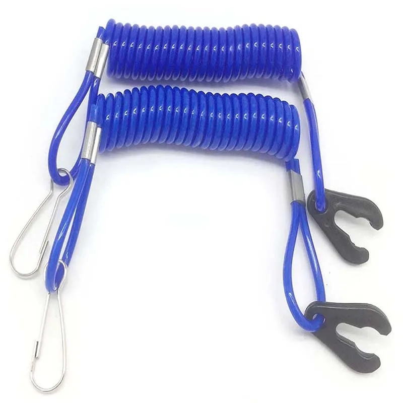 

2PCS Jet Ski Safety Lanyard Tether Cord Boat Outboard Engine Safety Tether Blue Emergency Flameout Switch Drawstring