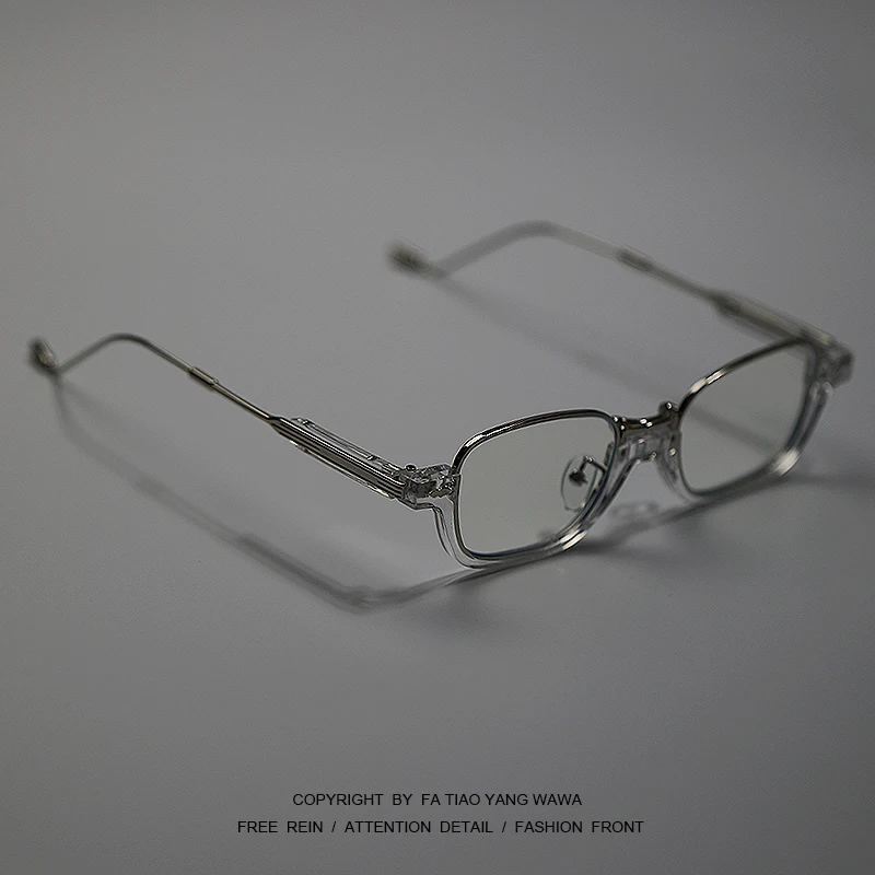 

Technology future transparent silver frame lower half frame glasses