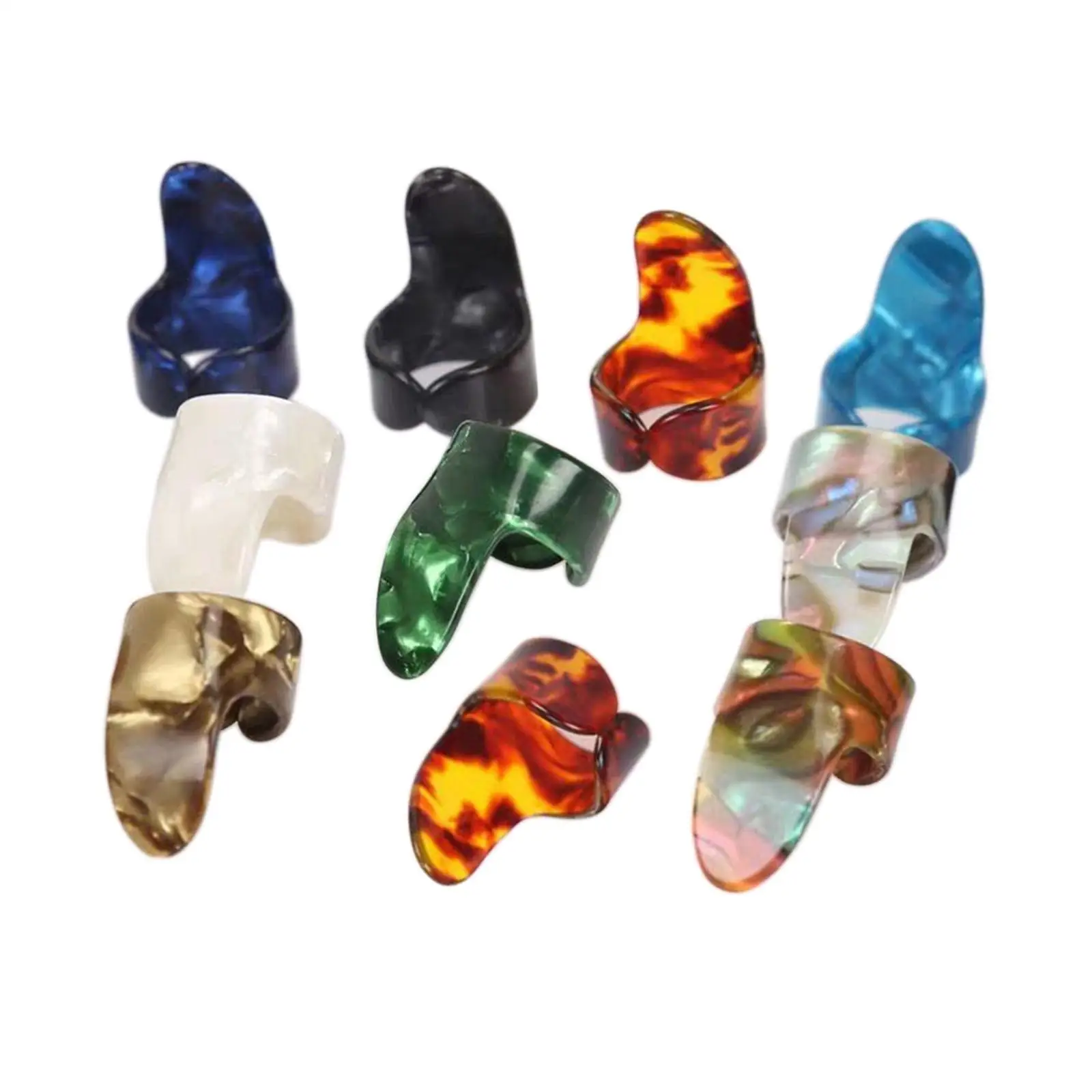 10 Pieces Thumb Finger Picks Colorful Nail Plectrum for Ukulele Bass Acoustic Guitar