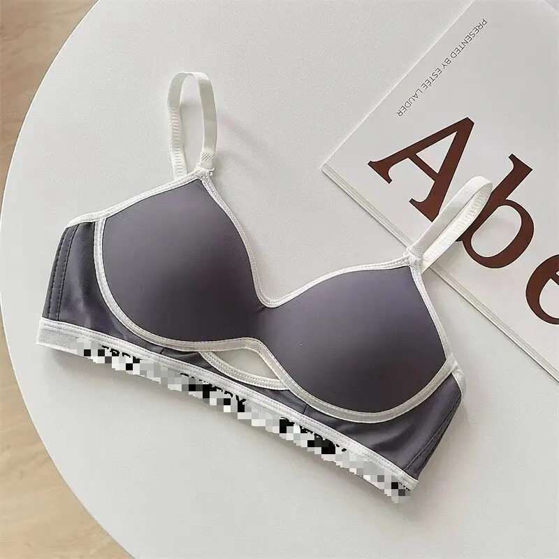 

American Style Smooth Gathering Bra For Women Summer Casual Black Sexy Traceless Brassier Soft Seamless Comfortable Underwear