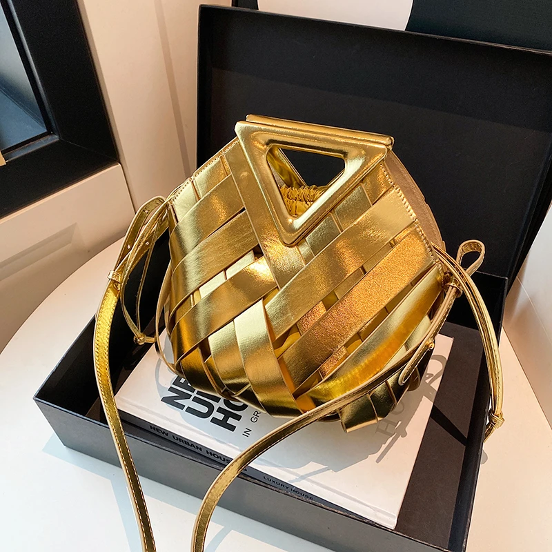 حقيبة يد فاخرة مضفرة منسوجة من البولي يوريثان للنس...