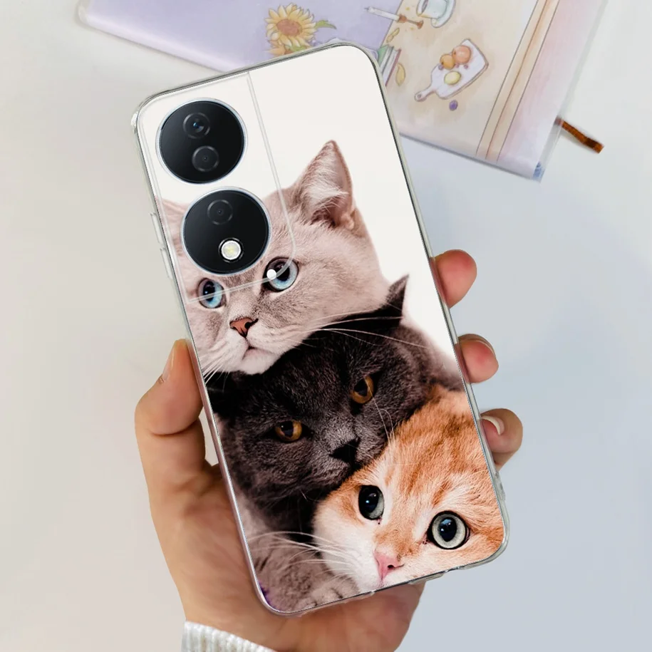 Фото Для Honor X7b чехол CLK-LX1 CLK-LX2 CLK-LX3 Funda Fashion Flower Soft Silicone Back Cover Phone Чехол для Honor X7B 5G X 7B бампер №3