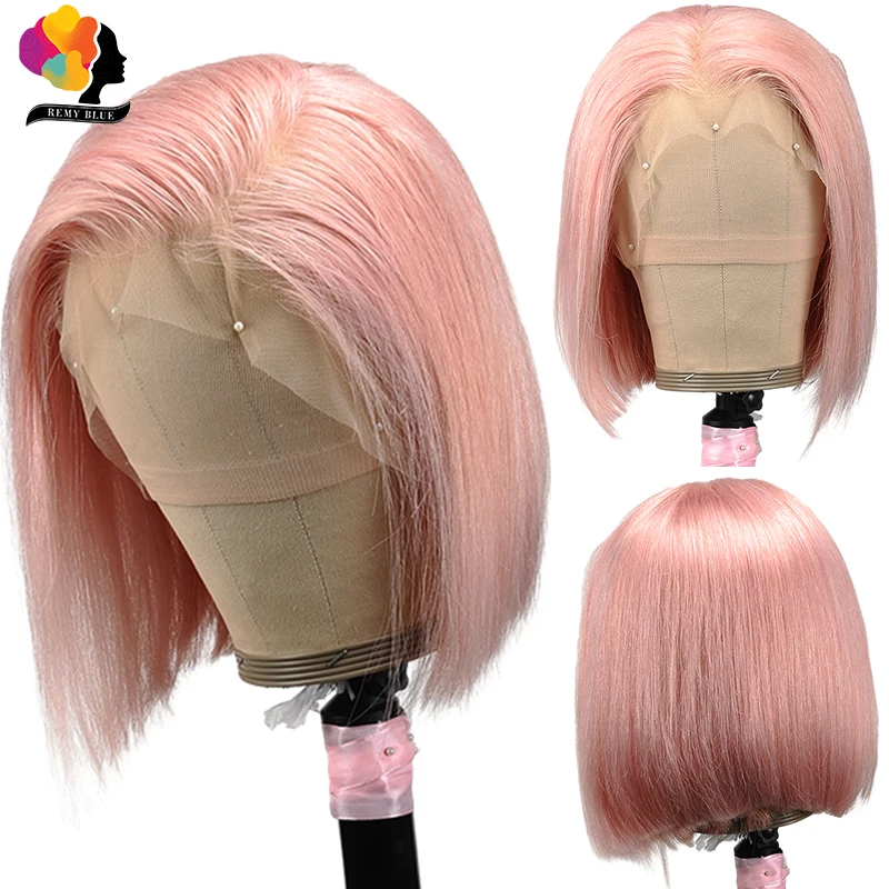 

Pink Short Bob Wig Blonde Red Colored Lace Front Human Hair Wig PrePlucked Straight Human Hair Wigs 13x4 Lace Frontal Wig
