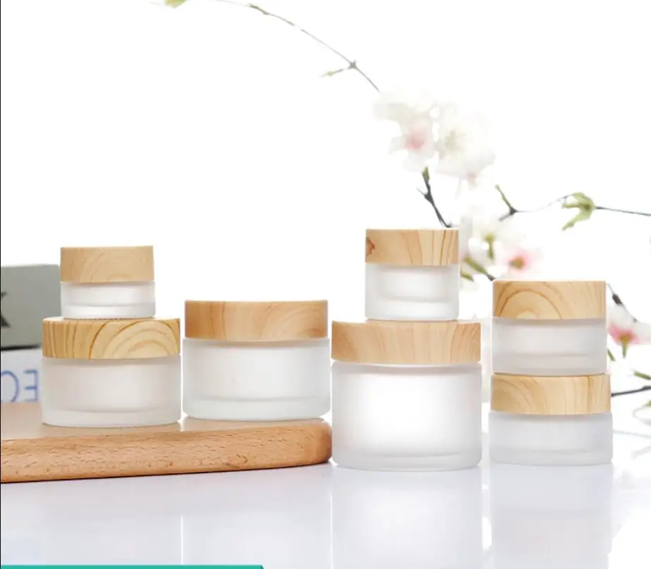 

10G frosted glass jar/bottle pot wooden shape lid gel/eye cream/sample/art nail/skin care/essence/moisturizer cosmetic packing