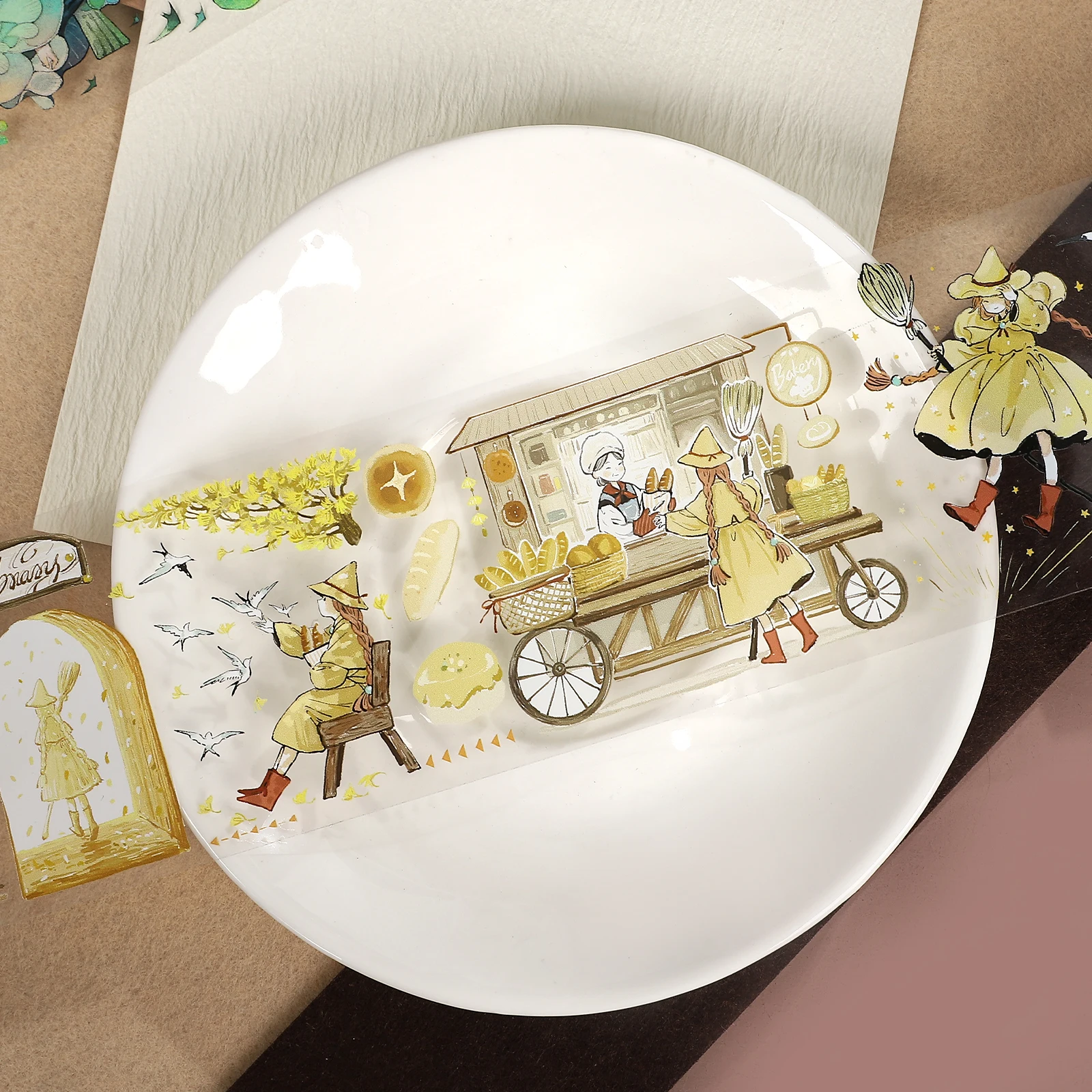 JIANWU 500/1000cm Vintage Plant Character Landscaping PET Tape Creative DIY Journal Material Collage Scrapbook Stationery 6