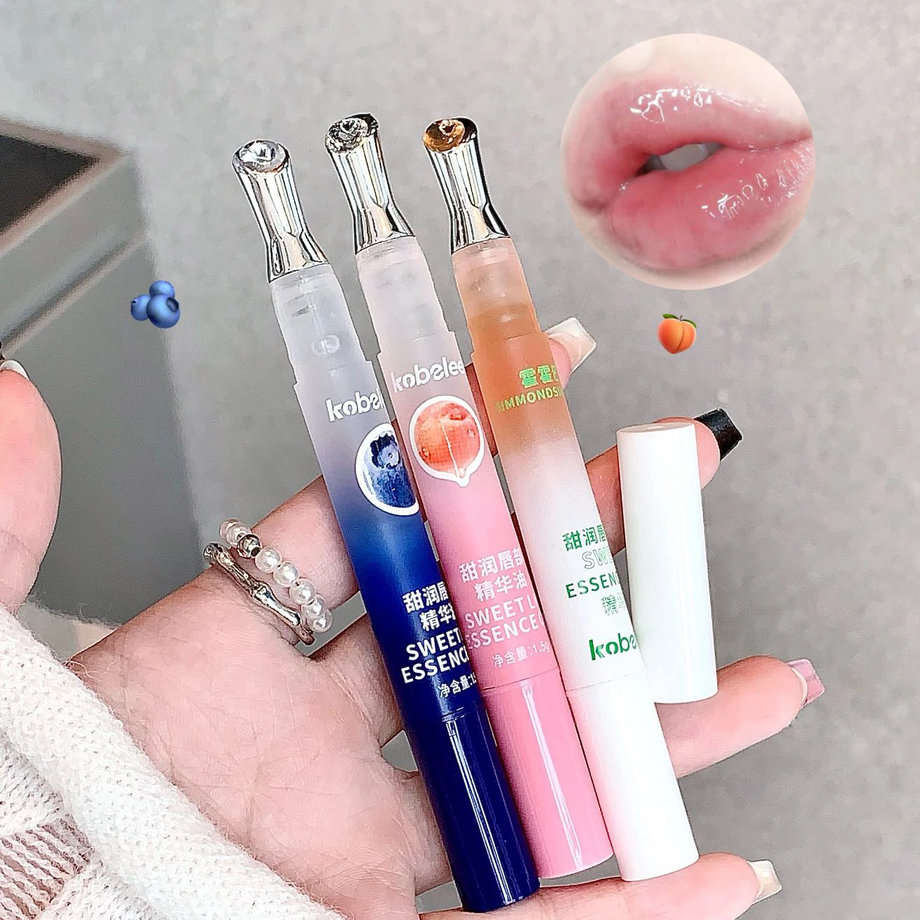 Crystal Peach Lip Oil Transparent Hydrating Clear Fruit Jelly Mirror Water Lip Gloss Moisturizer Care Plumping Korean Makeup