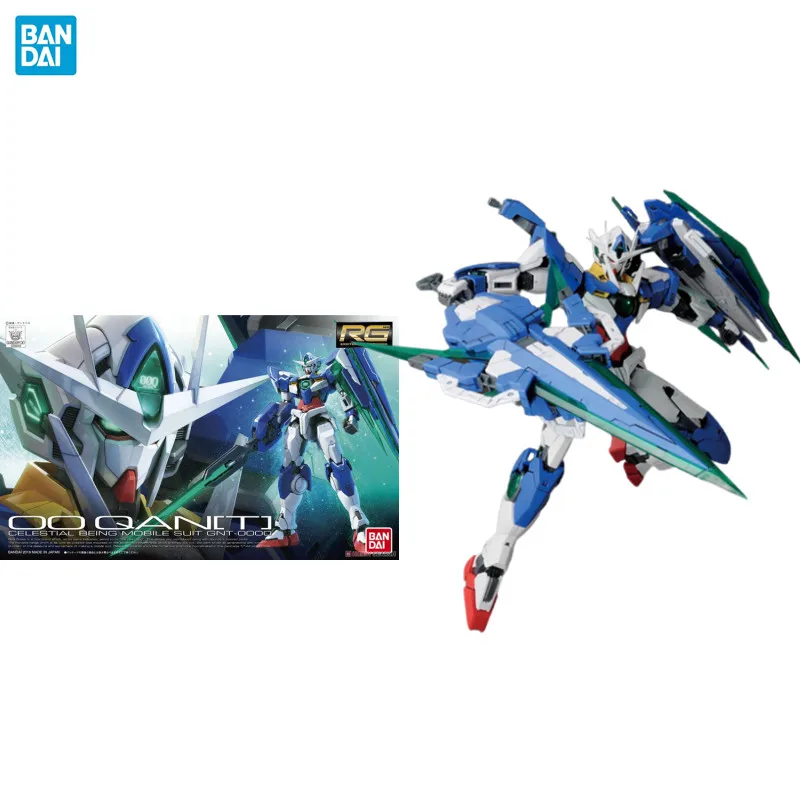 

Bandai Original Gundam Model Kit Anime Figure RG 1/144 GNT-0000 Qan[T] Action Figure Assemble Collection Toys for Children