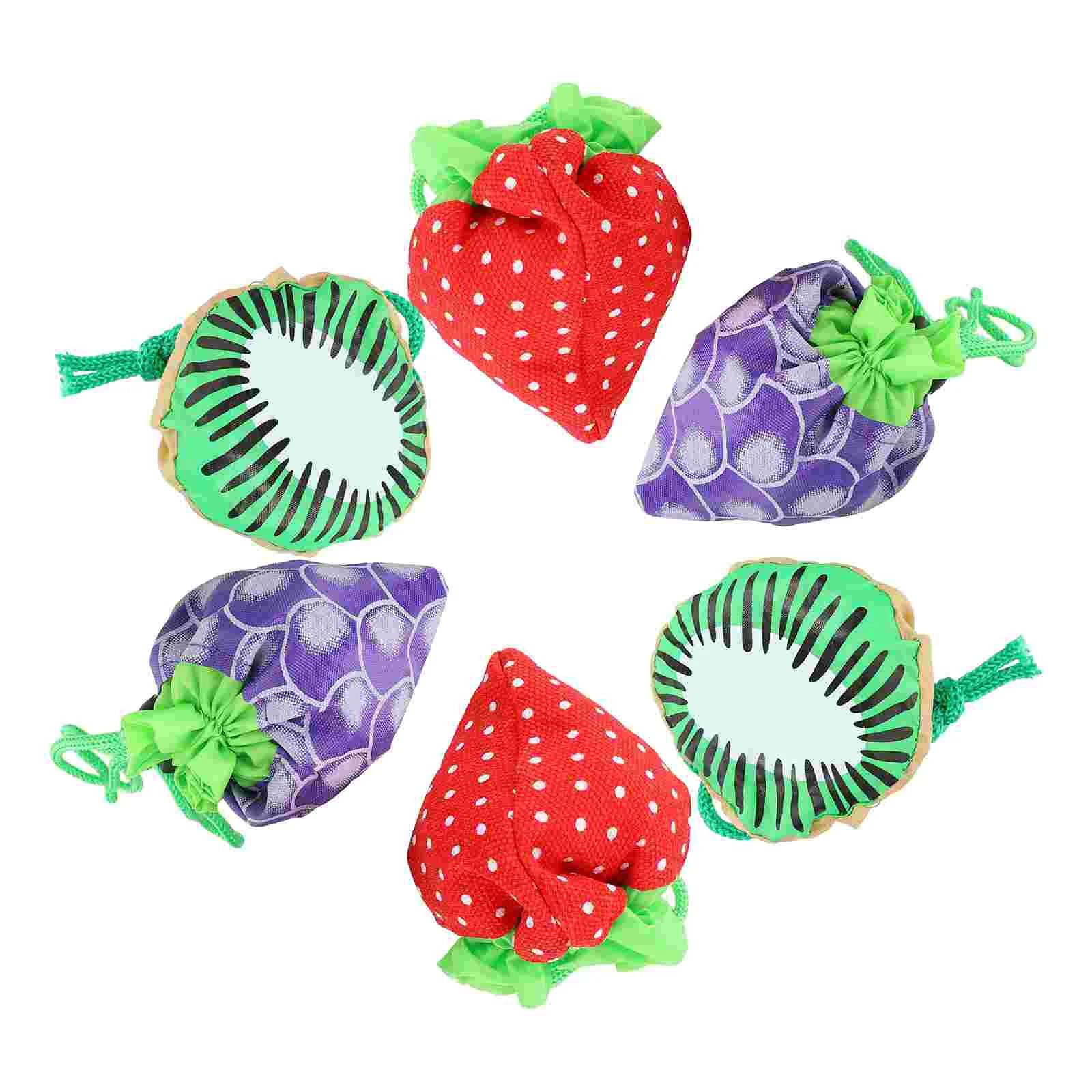 

6 Pcs Folding Bag Reusable Tote Bags Waterproof Shopping Storage Fruit Shape Creative Pouches Polyester