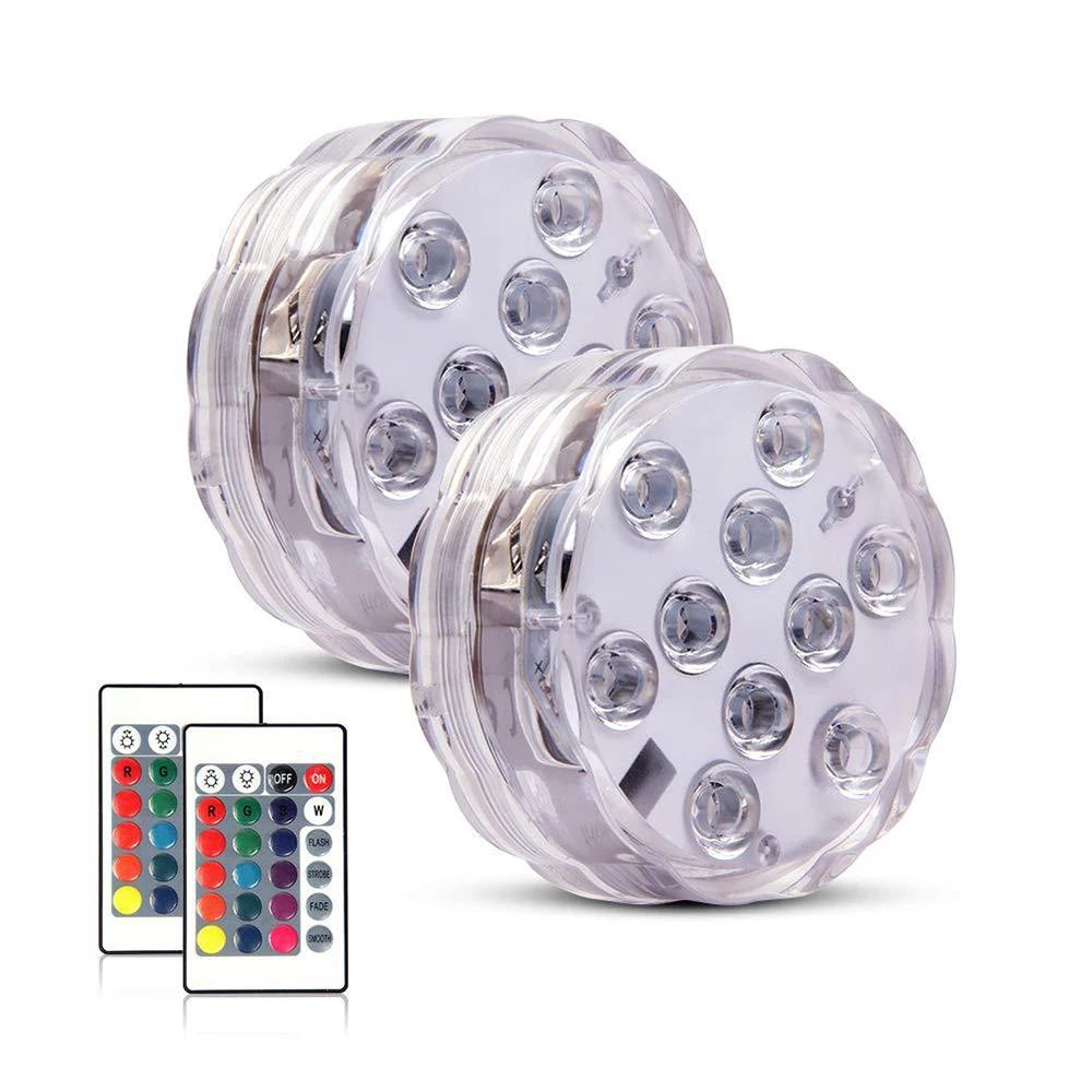 2 pcs Underwater LED Lamp for Bath Tub Waterproof Battery Operated Remote Control Wireless Lamp for Pool Fountain Aquarium Party remote control for kdk panasonic bath ba bathroom treasure 30bgbh fv 30bg2h