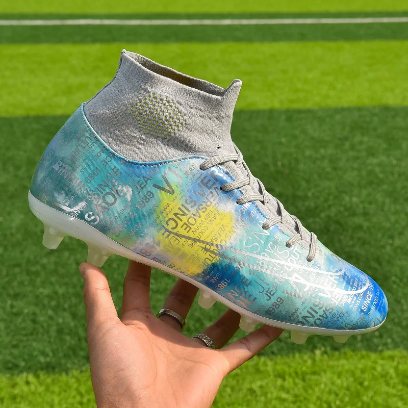 

Мужские парные футбольные тренировочные ботинки, мужская спортивная обувь для улицы, оригинальная спортивная обувь с высоким берцем AG/TF, детская спортивная обувь