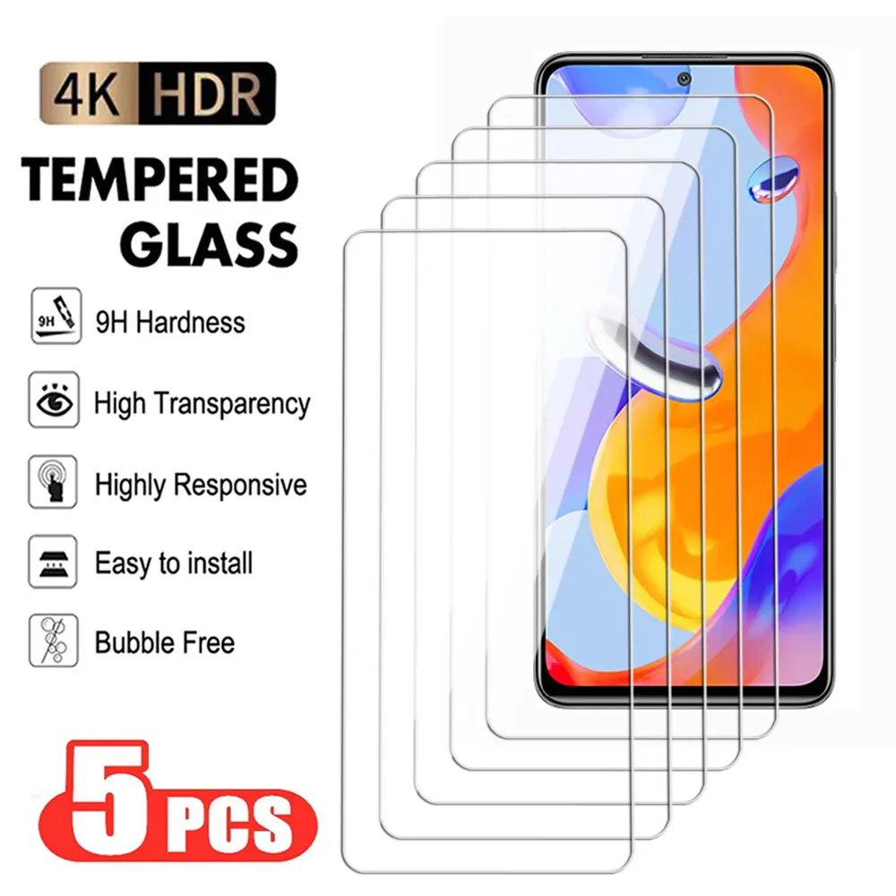 5 Pz Full Cover Vetro Temperato Per Redmi Note 11 Pro Plus 11 T 11S 11E 11Se Protezione Dello Schermo Redmi 11 Pellicola Protettiva Trasparente