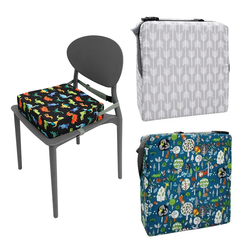 Rialzo Per Sedia Bambini, Altezza 10 Cm, Portatile E Antiscivolo, Con Cinture Di Sicurezza E Rivestimento Impermeabile, Grigio Scuro + Bianco