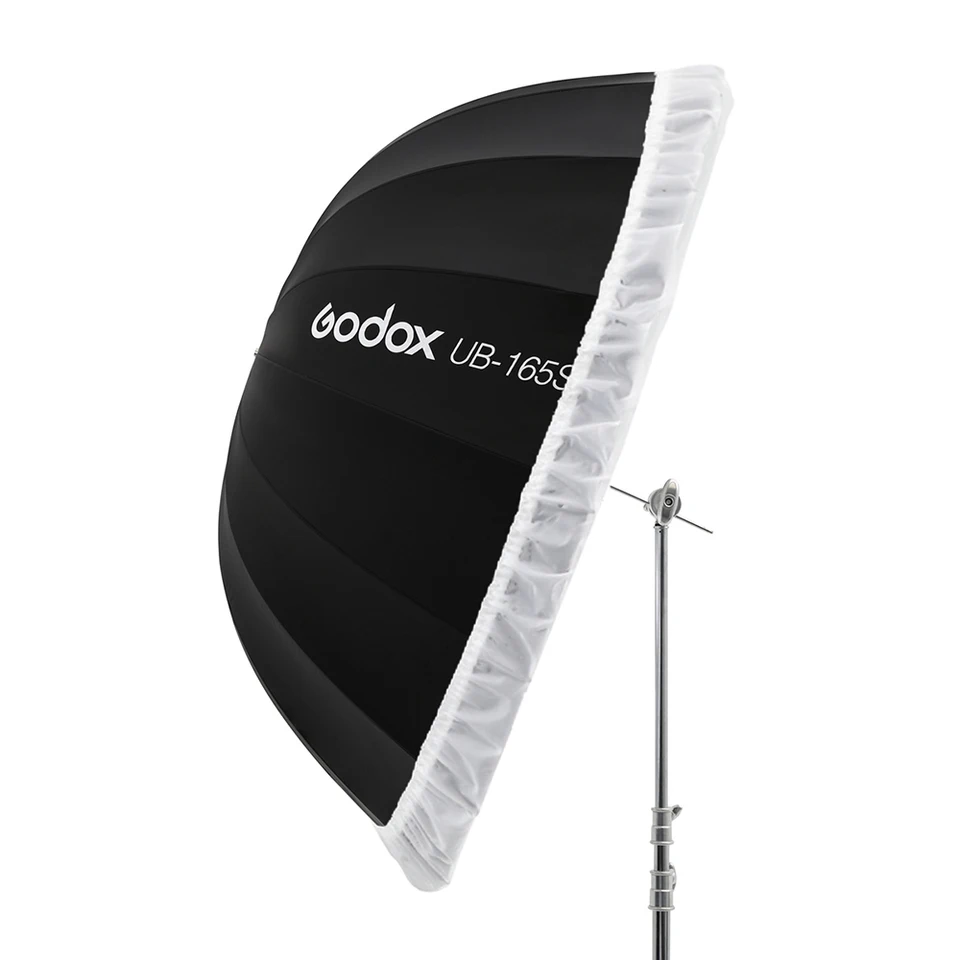 고독스 UB-165S 65인치(165cm) 파라볼릭 블랙 반사 우산 스튜디오 조명 우산 (블랙 실버 디퓨저 커버 천 포함)